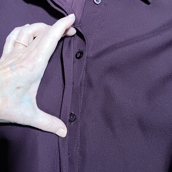 Calvin Klein Women's Burgundy Button Down Shirt - Picture 5 of 9